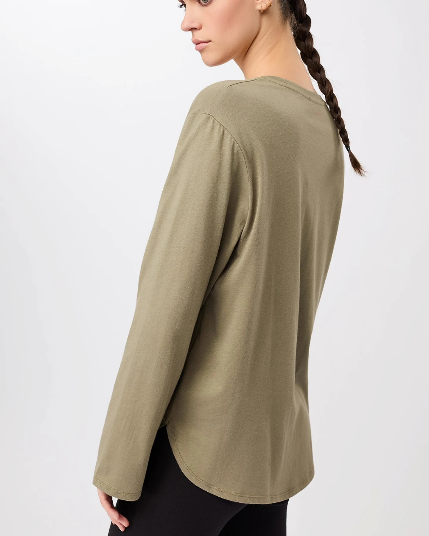 MANDALA Damen vegan Longsleeve Halfmoon Khaki – Ansicht 2