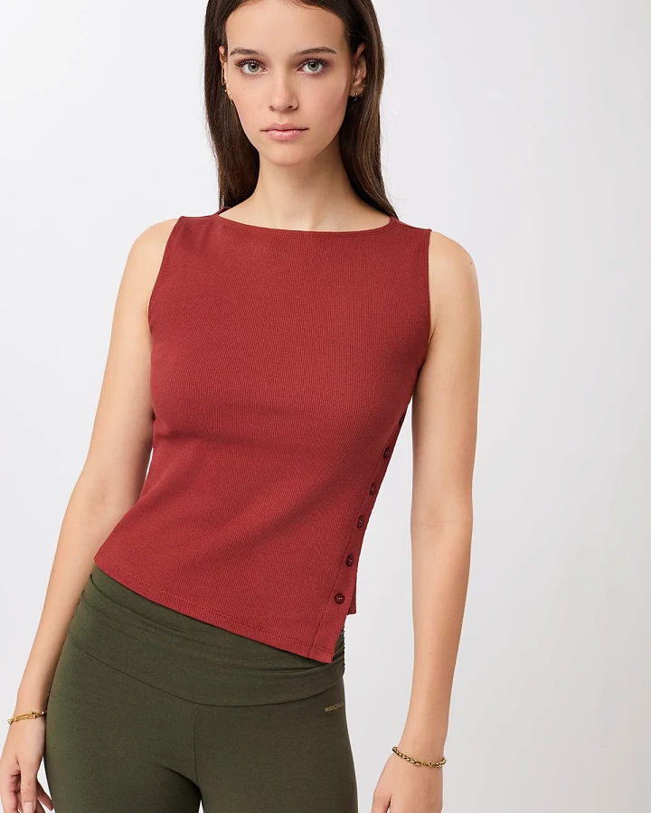 MANDALA Damen vegan Top Side Button Siena