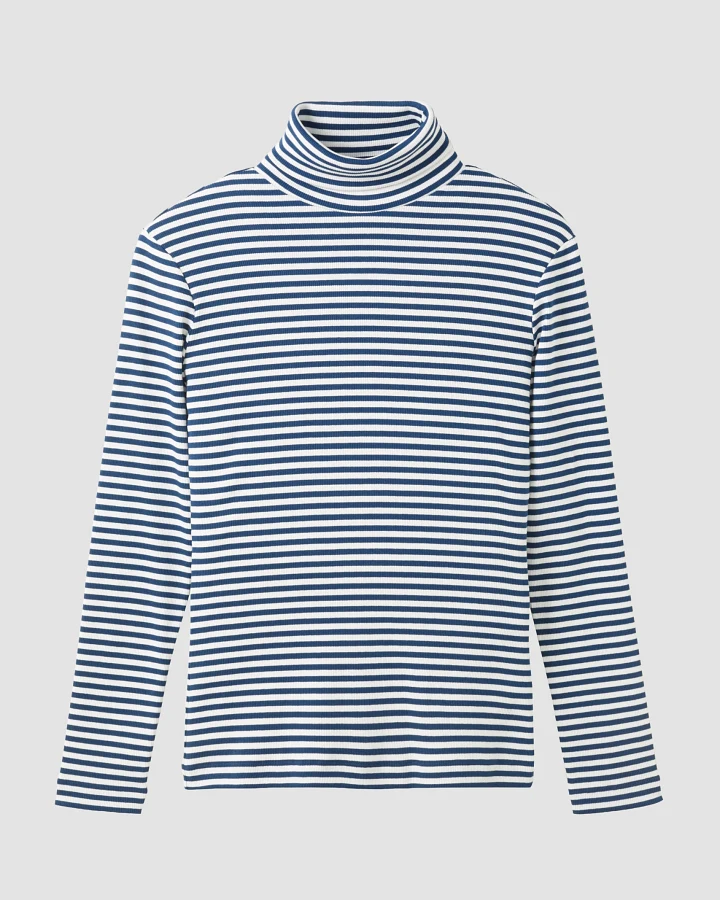 Recolution Damen vegan Langarmshirt Liatris Stripes In Der Farbe Vintage Blau