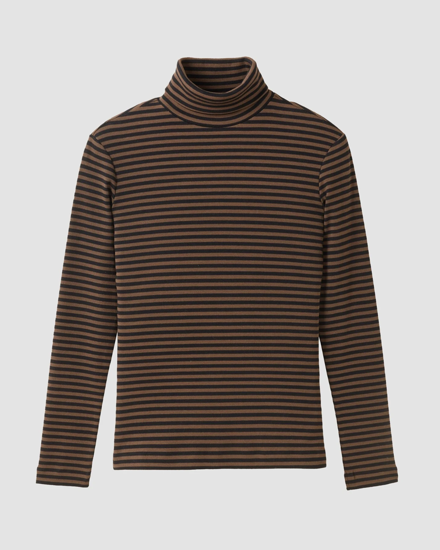 Recolution Damen vegan Langarmshirt Liatris Stripes In Schokoladenbraun – Ansicht 2