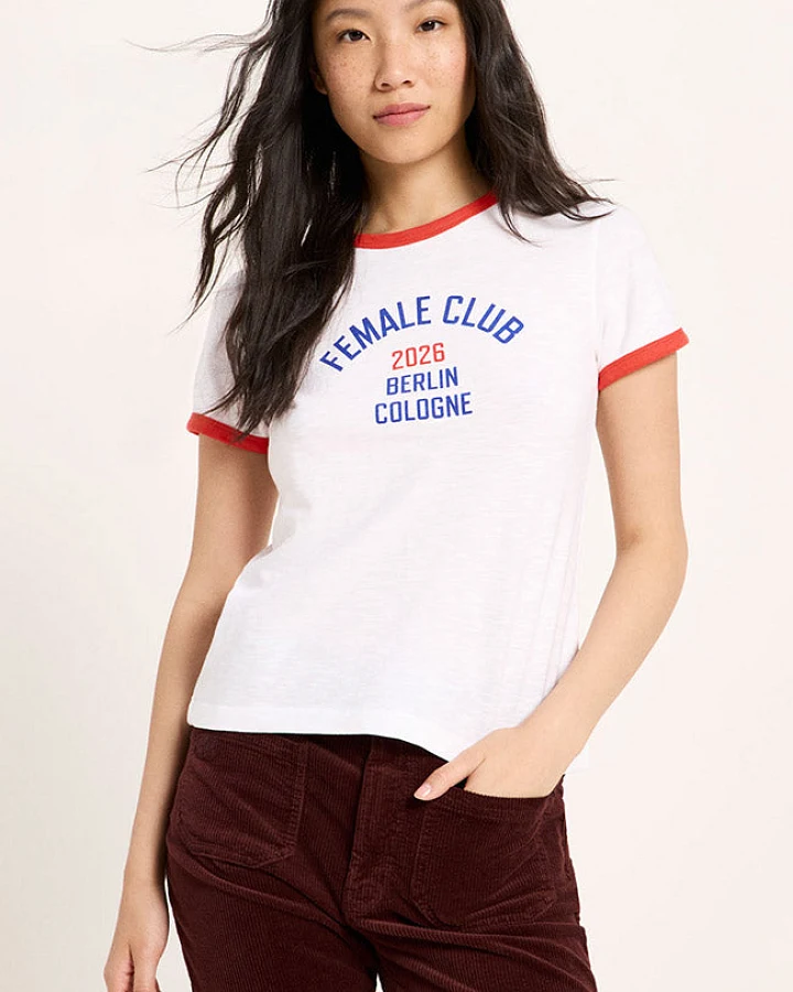 Lanius Damen vegan T-Shirt Statement Für Damen Club Weiß