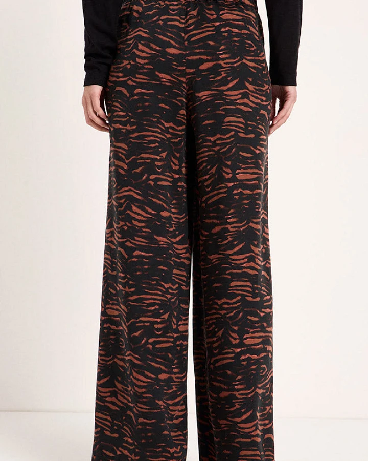Lanius Damen vegan Hose Mit Weitem Bein Animal-Print Braun