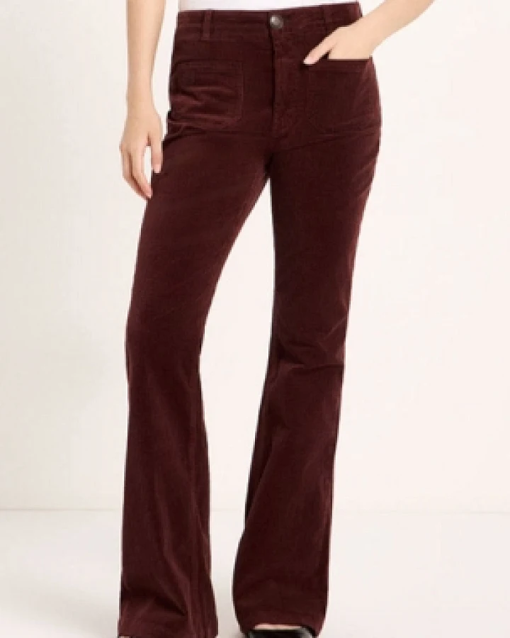 Lanius Damen vegan Hose Mit Ausgestelltem Bein Aus Cord Schokoladenbraun