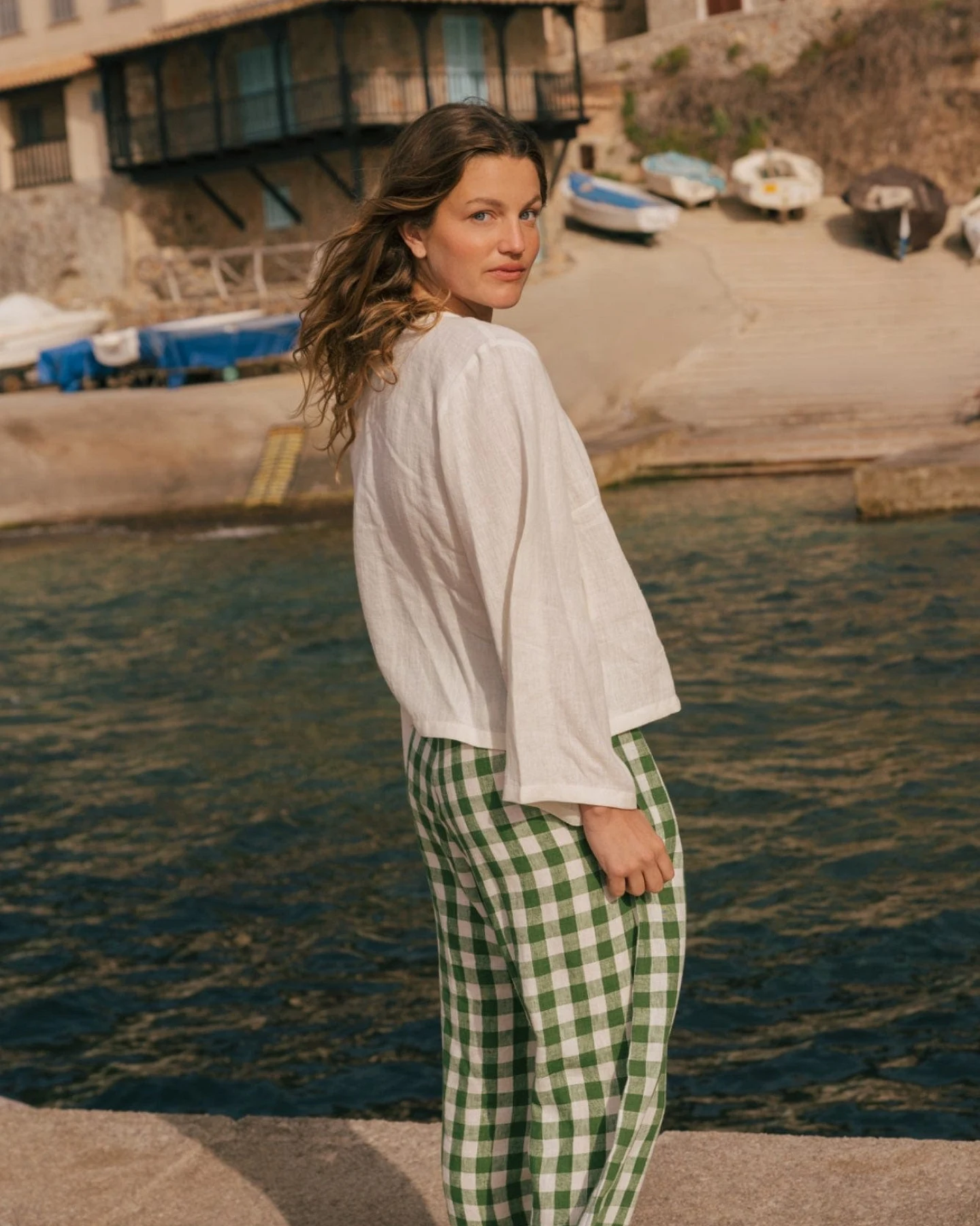AmourLinen Damen vegan Wickeltop Adele Weiß – Ansicht 2