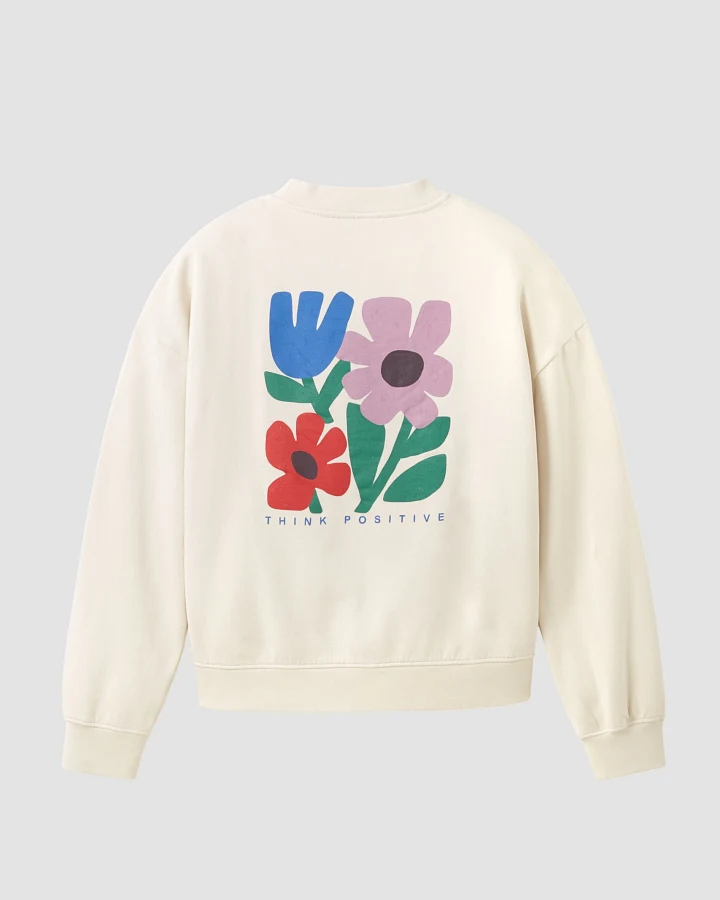 Recolution Damen vegan Sweatshirt Nerine Think Positive Arctic White