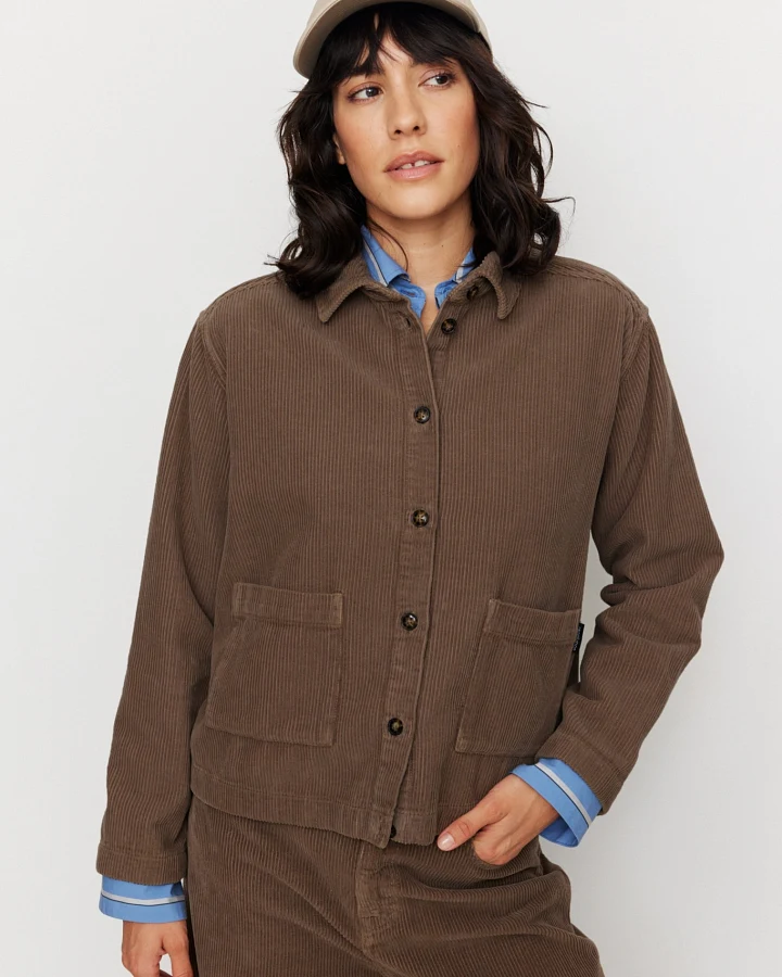 Recolution Damen vegan Overshirt Rhodea Vintage Braun