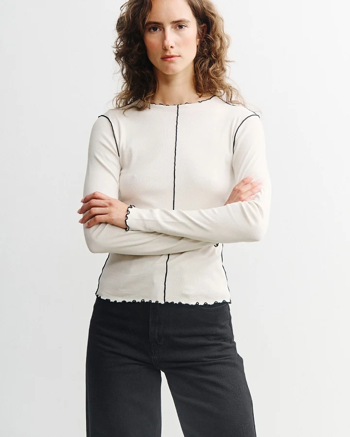 Longsleeve Pin-Tucked Off White