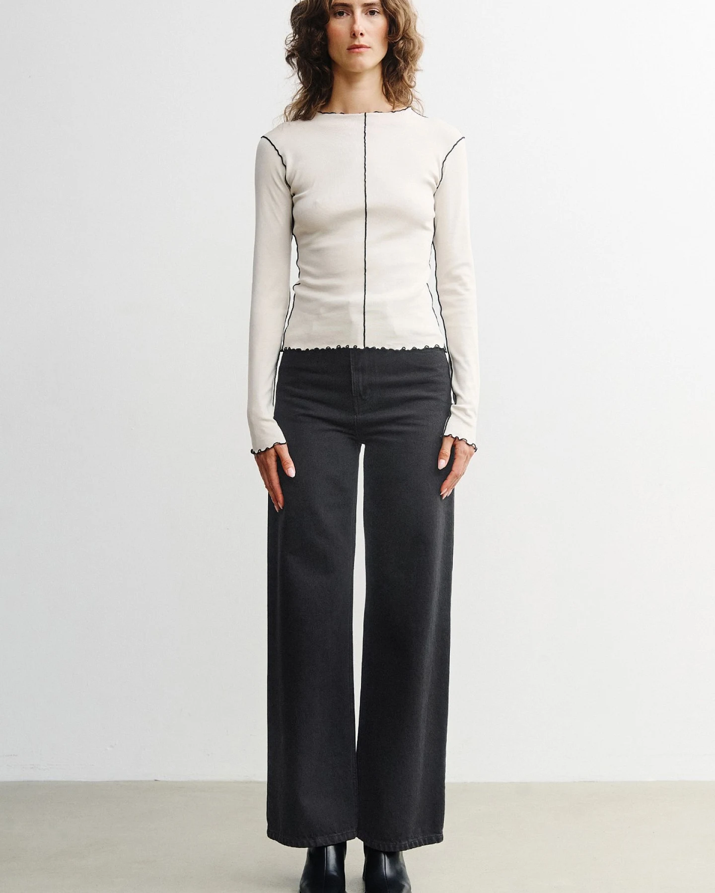Longsleeve Pin-Tucked Off White – Ansicht 4