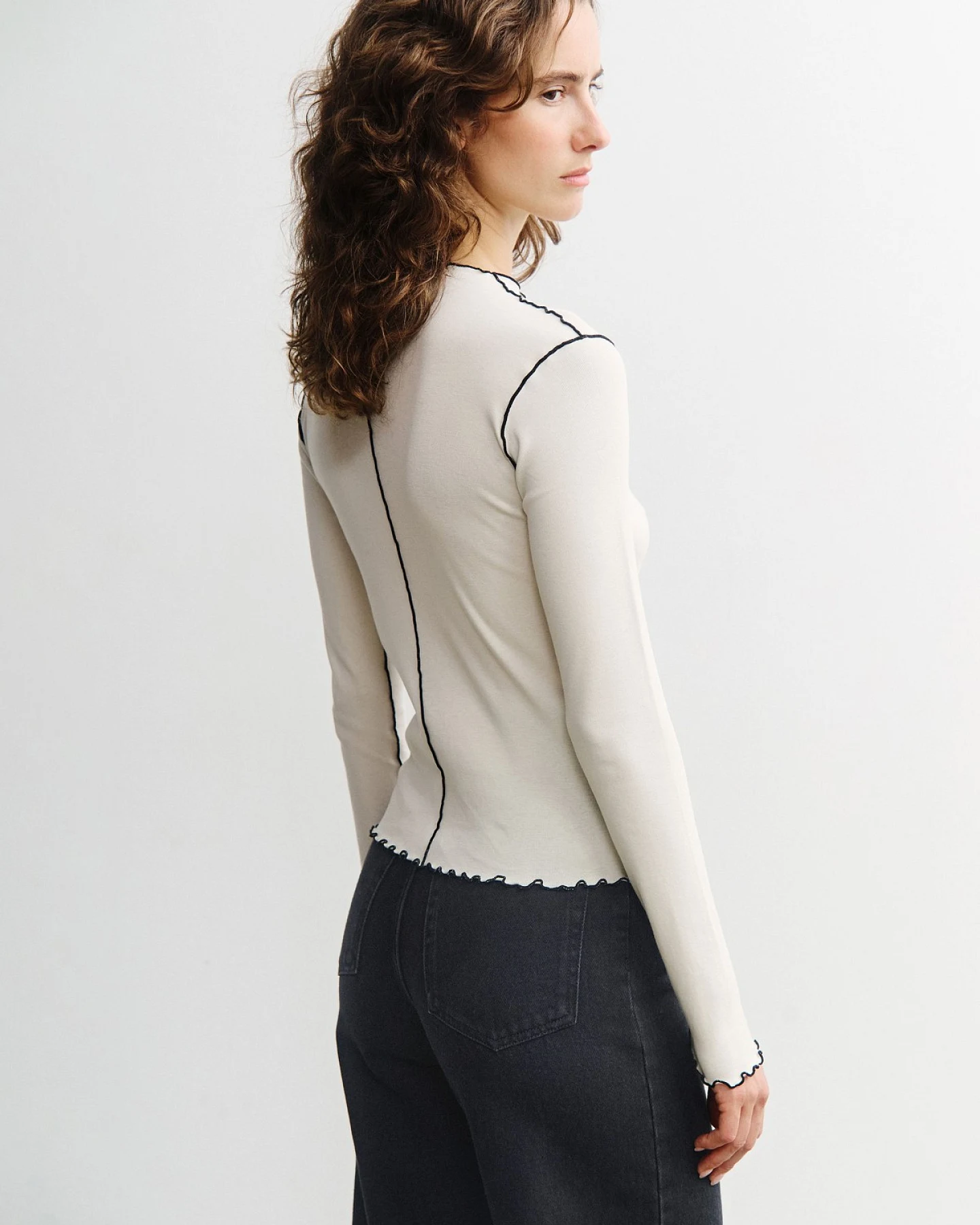 Longsleeve Pin-Tucked Off White – Ansicht 2