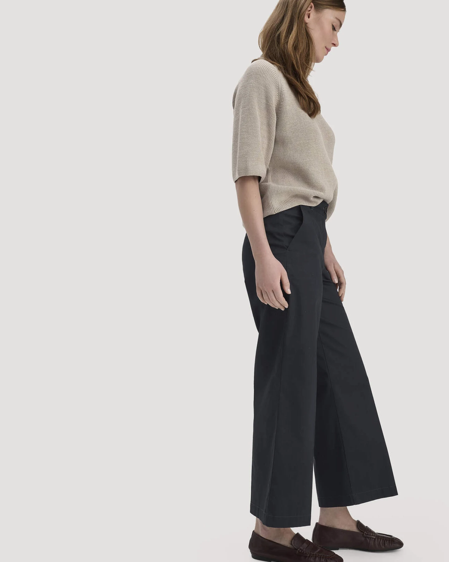 hessnatur Damen Hose Culotte Regular aus Bio-Baumwolle - schwarz - Größe 48 – Ansicht 4
