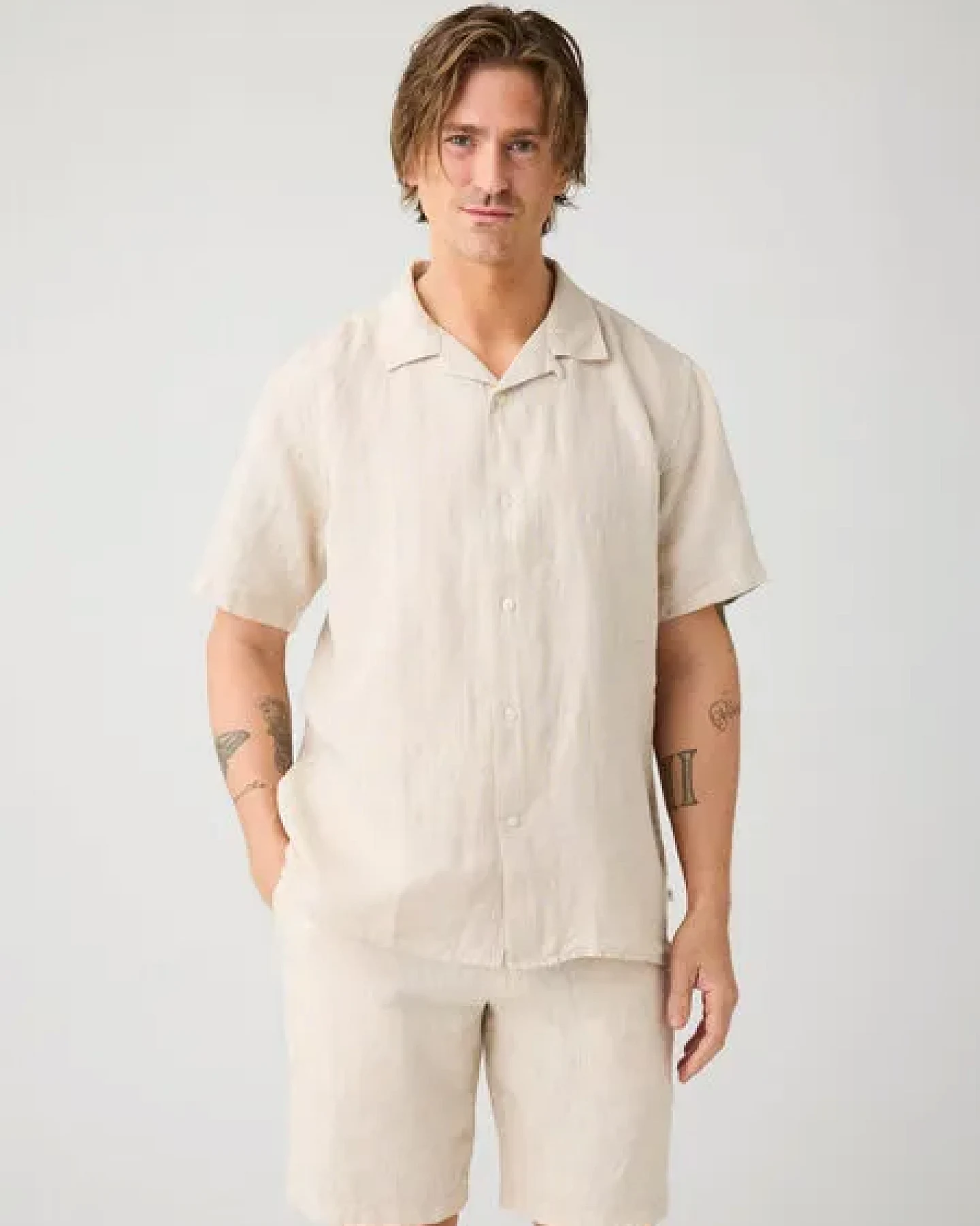 KnowledgeCotton Apparel Leinenshorts - Loose linen shorts - VEGAN - aus Bio-Leinen – Ansicht 3