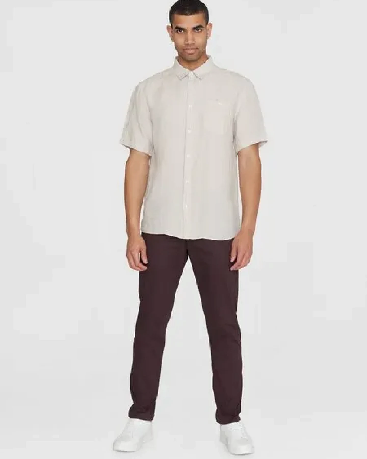 KnowledgeCotton Apparel Regular Leinen-Shirt mit kurzen Ärmeln Hemd - GOTS/Vegan – Ansicht 3