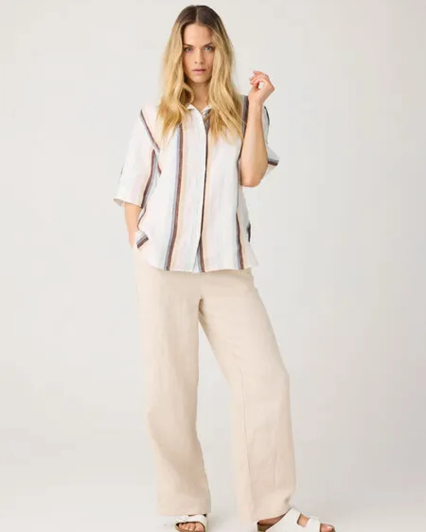 KnowledgeCotton Apparel POSEY weite, mittelhohe Leinenhose - GOTS/Vegan – Ansicht 4