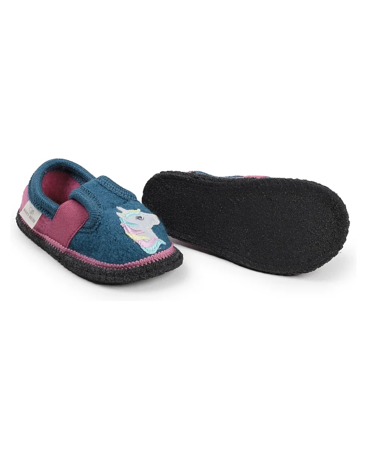 Kinder Hausschuhe Walkpuschen Einhorn arctic blue-lipstick Gr. 24