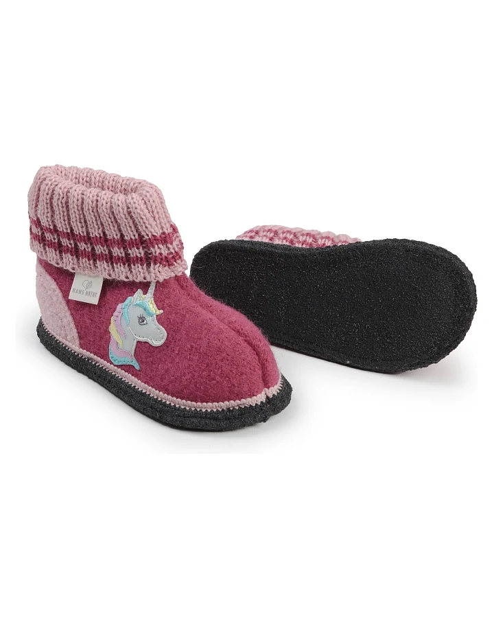 Kinder Hausschuhe Hüttenschuhe Einhorn himbeere-rosa Gr. 23