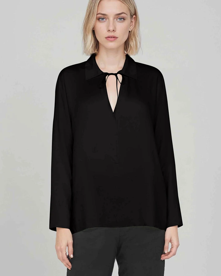 Neu Nomads Damen vegan Bluse Bettina Tunika Schwarz