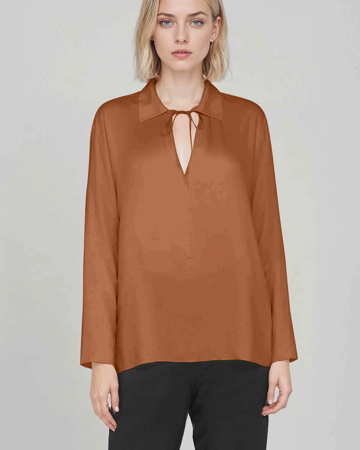 Neu Nomads Damen vegan Bluse Bettina Tunika Cognac