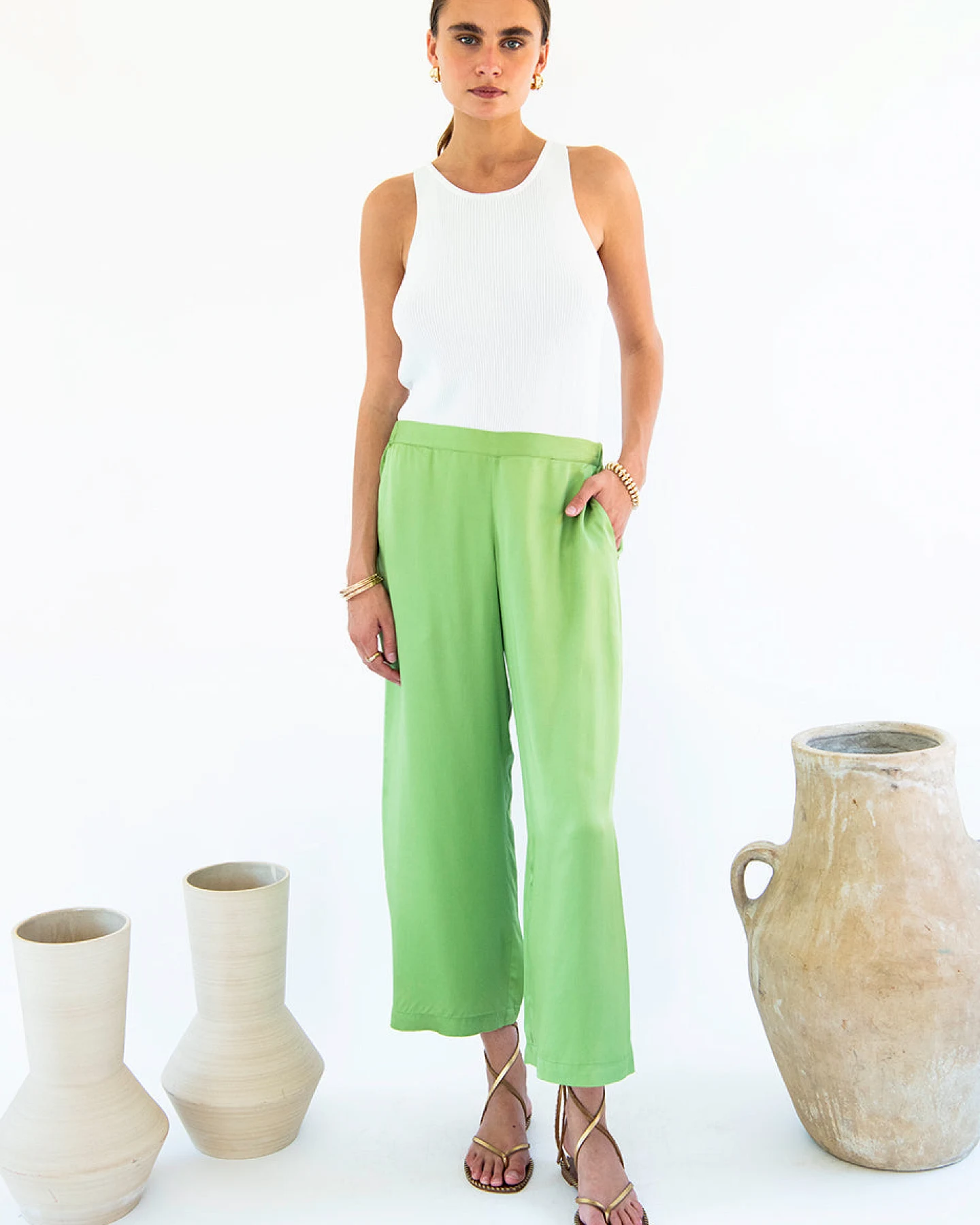 Neu Nomads Damen vegan Hose Cropped Palazzo Carina Emerald – Ansicht 2