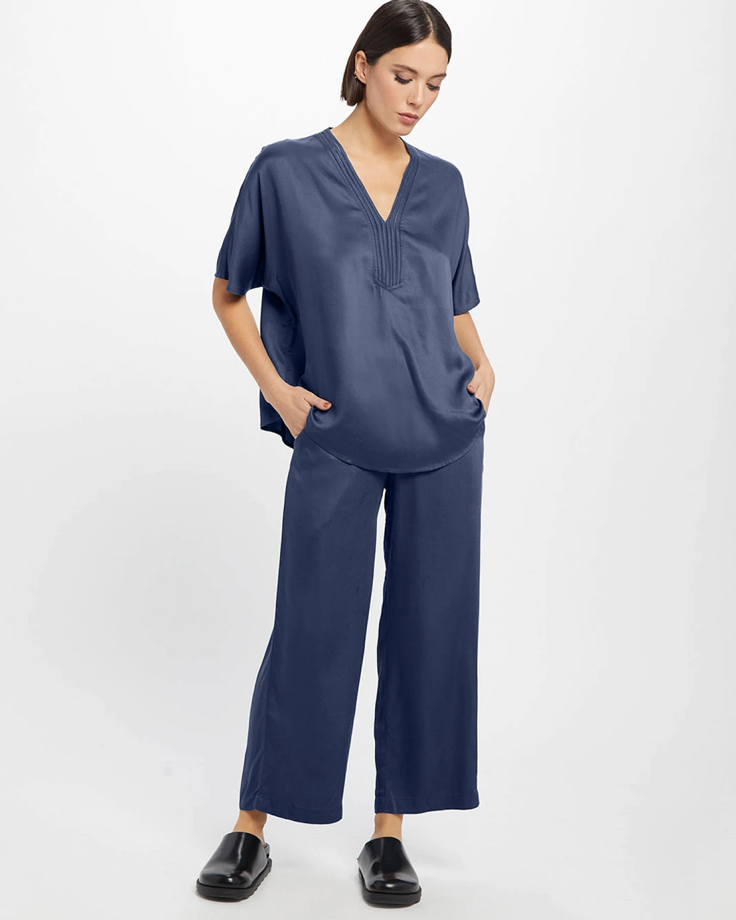 Neu Nomads Damen vegan Hose Cropped Palazzo Carina Midnight – Ansicht 2
