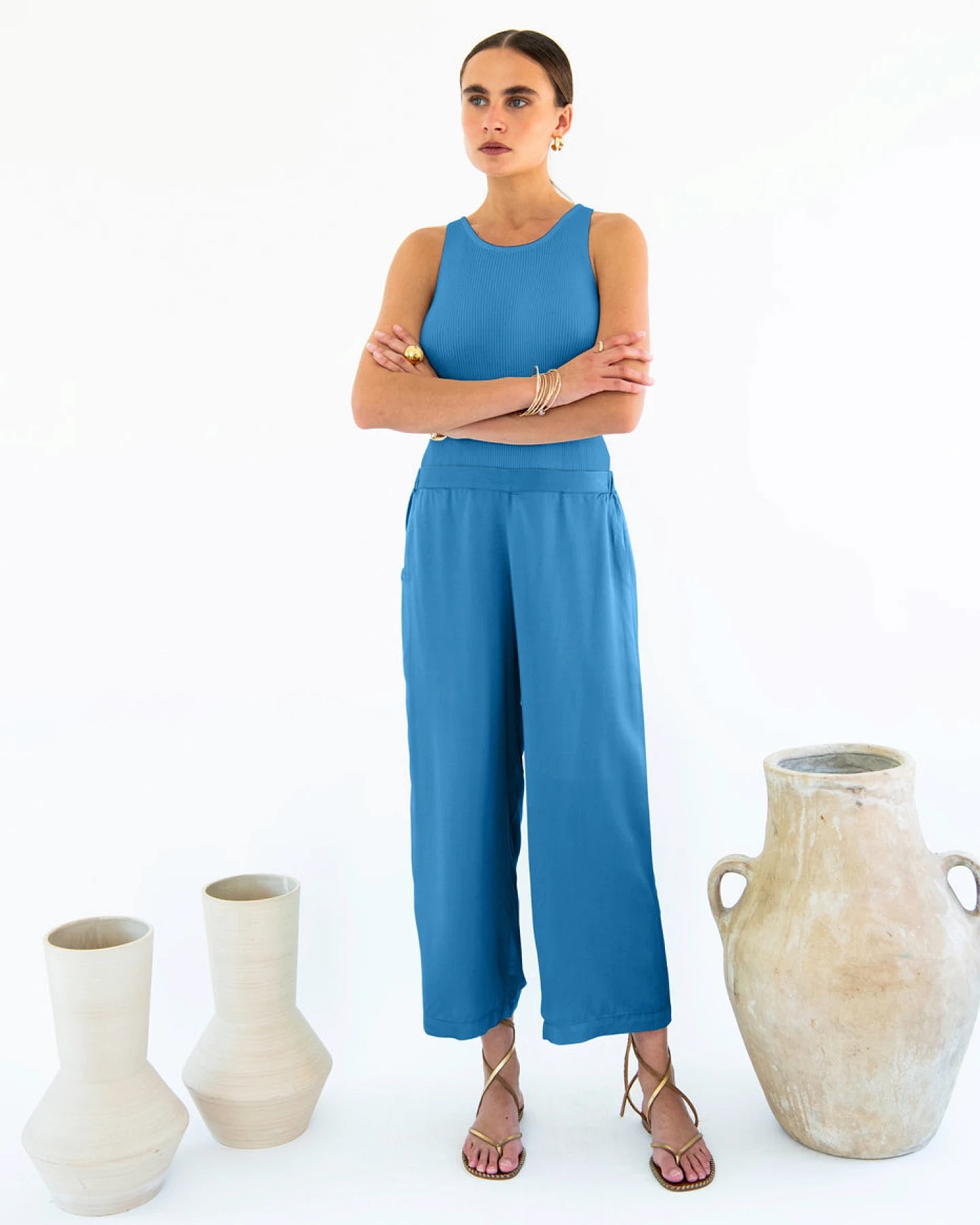 Neu Nomads Damen vegan Hose Cropped Palazzo Carina Ocean – Ansicht 2