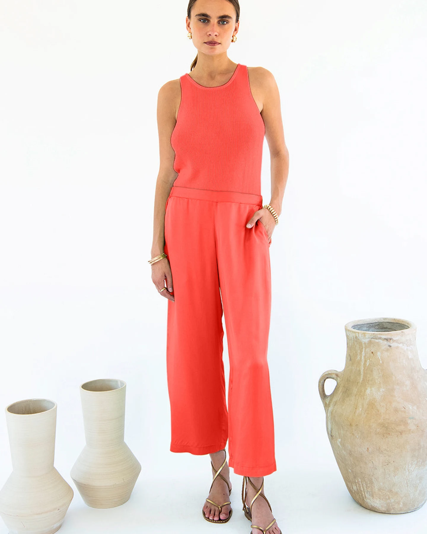 Neu Nomads Damen vegan Hose Cropped Palazzo Carina Coral – Ansicht 2