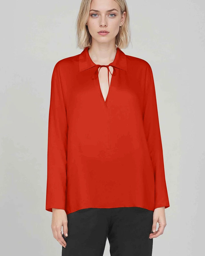Neu Nomads Damen vegan Bluse Bettina Tunika Rot