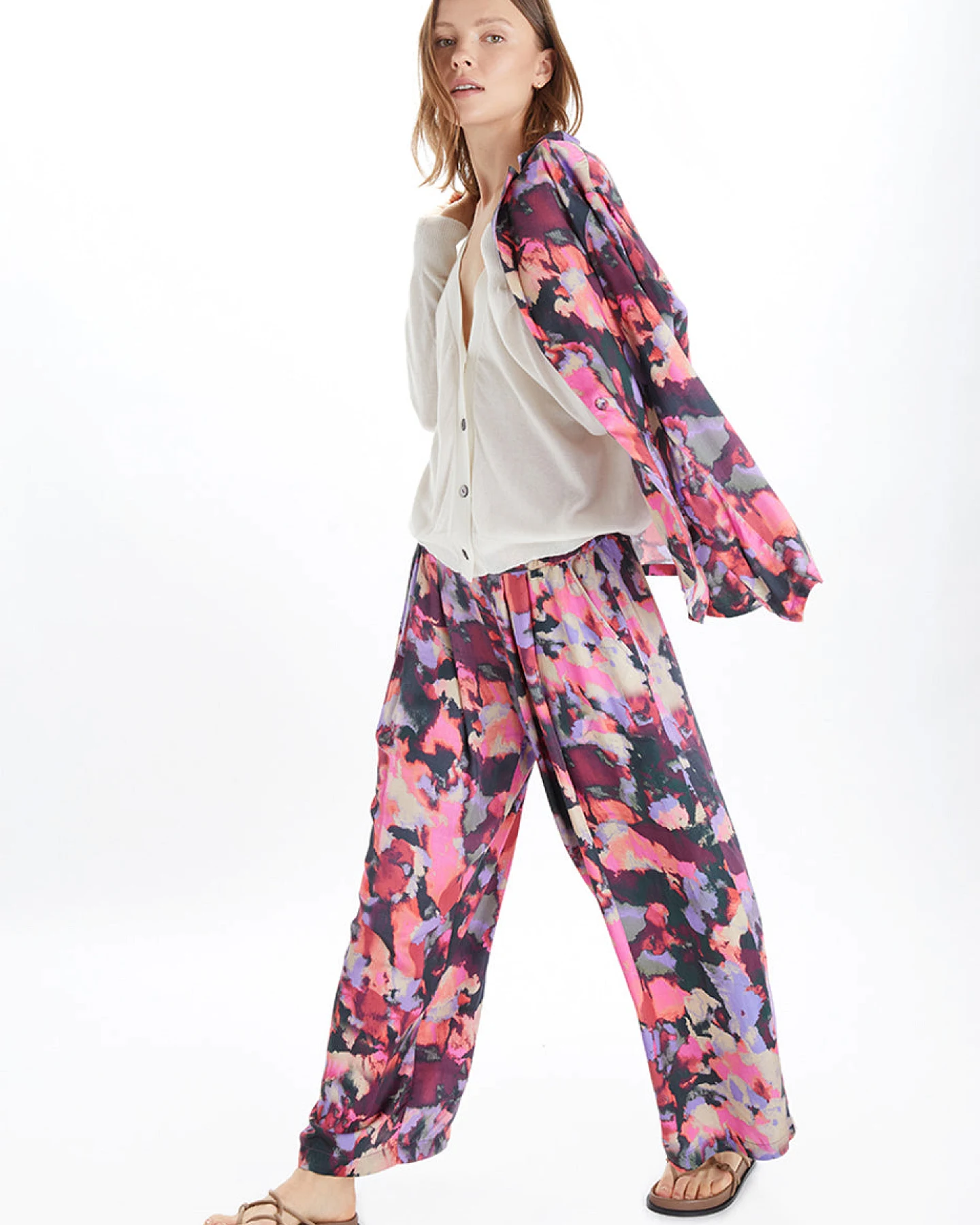 Neu Nomads Damen vegan Hose Cropped Palazzo Gem Print – Ansicht 2