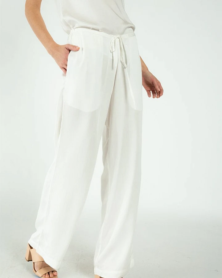 Neu Nomads Damen vegan Hose Palazzo Weites Bein Weiß