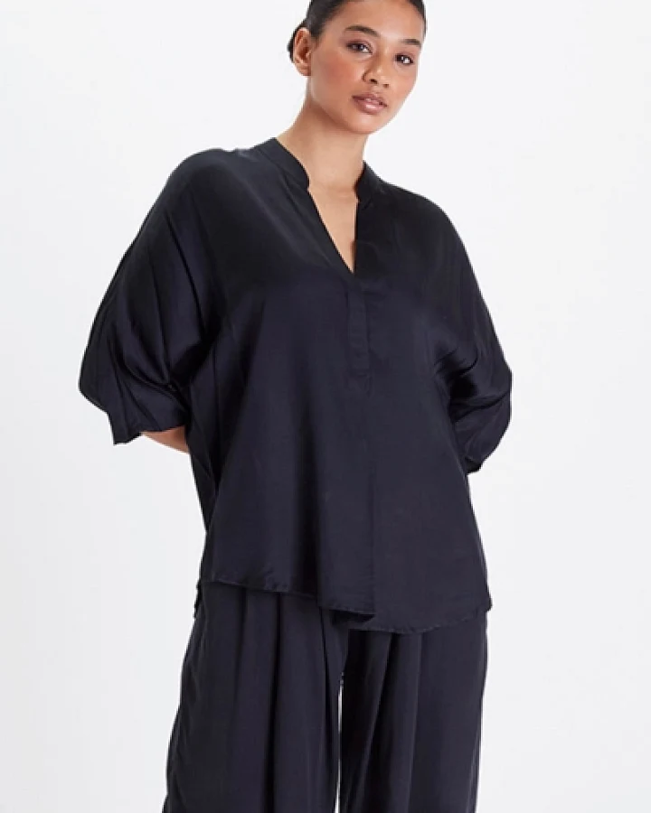 Neu Nomads Damen vegan Bluse Kerala Schwarz