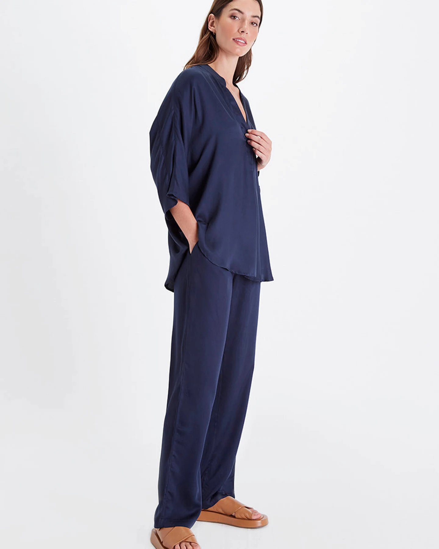 Neu Nomads Damen vegan Bluse Kerala Mitternacht – Ansicht 2