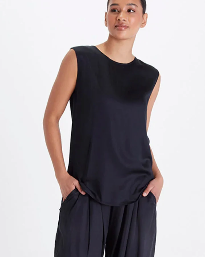 Neu Nomads Damen vegan Bluse Ärmellos Bardot Schwarz