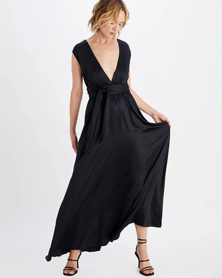 Neu Nomads Damen vegan Kleid Grace Schwarz