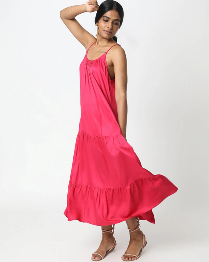 Neu Nomads Damen vegan Kleid Barcelona Fuchsia