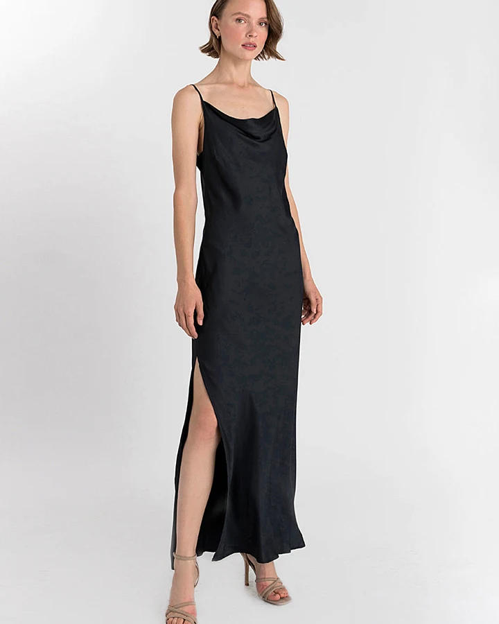 Neu Nomads Damen vegan Kleid Mit Rundhalsausschnitt Schwarz