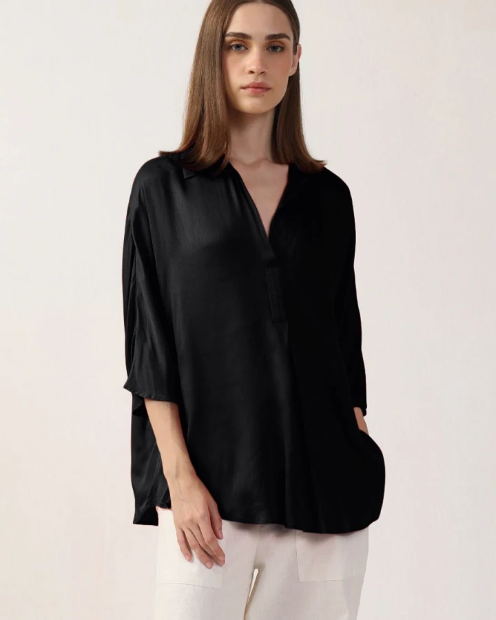 Neu Nomads Damen vegan Bluse Jasmine Schwarz