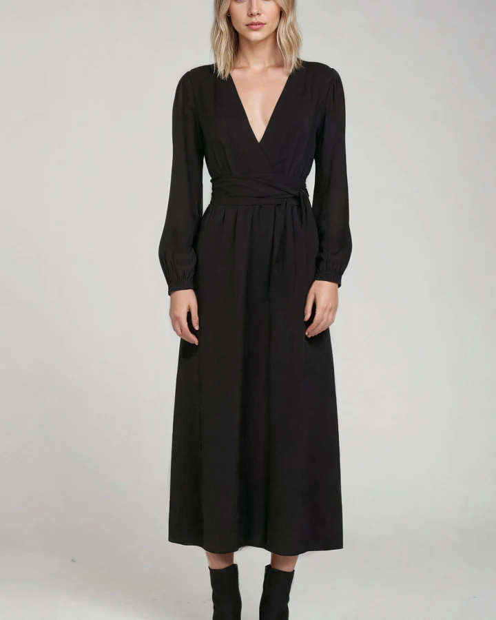 Neu Nomads Damen vegan Kleid Rachel Langarm Schwarz