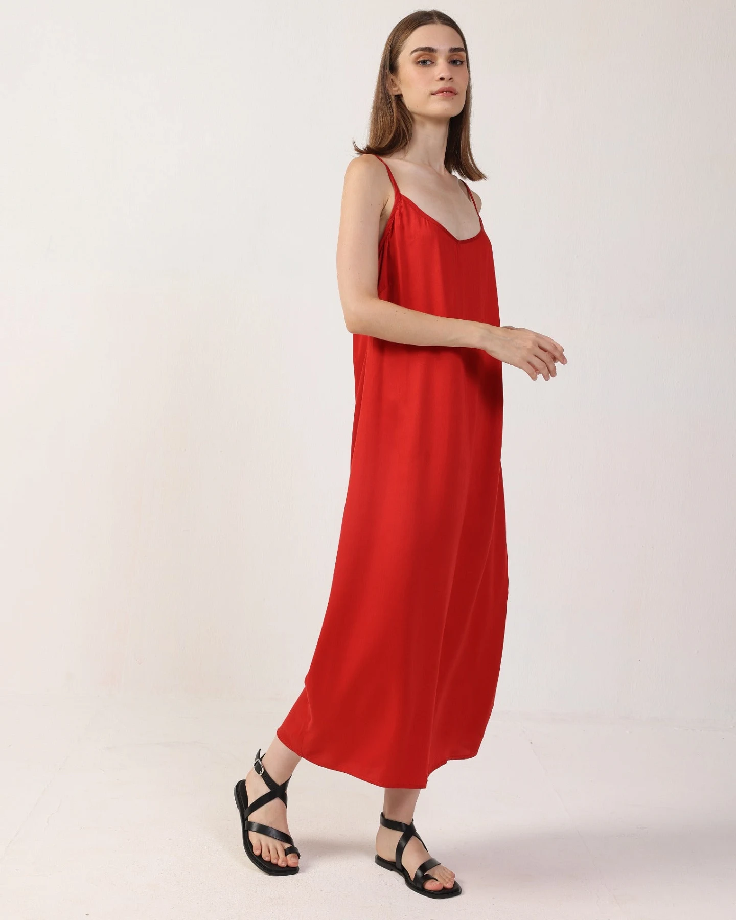 Neu Nomads Damen vegan Kleid Gitta Slip Rot – Ansicht 2
