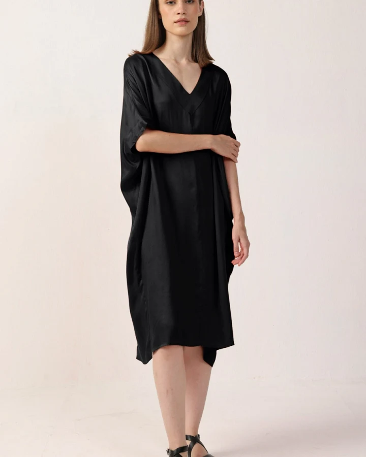 Neu Nomads Damen vegan Kleid Kaftan Francine Schwarz