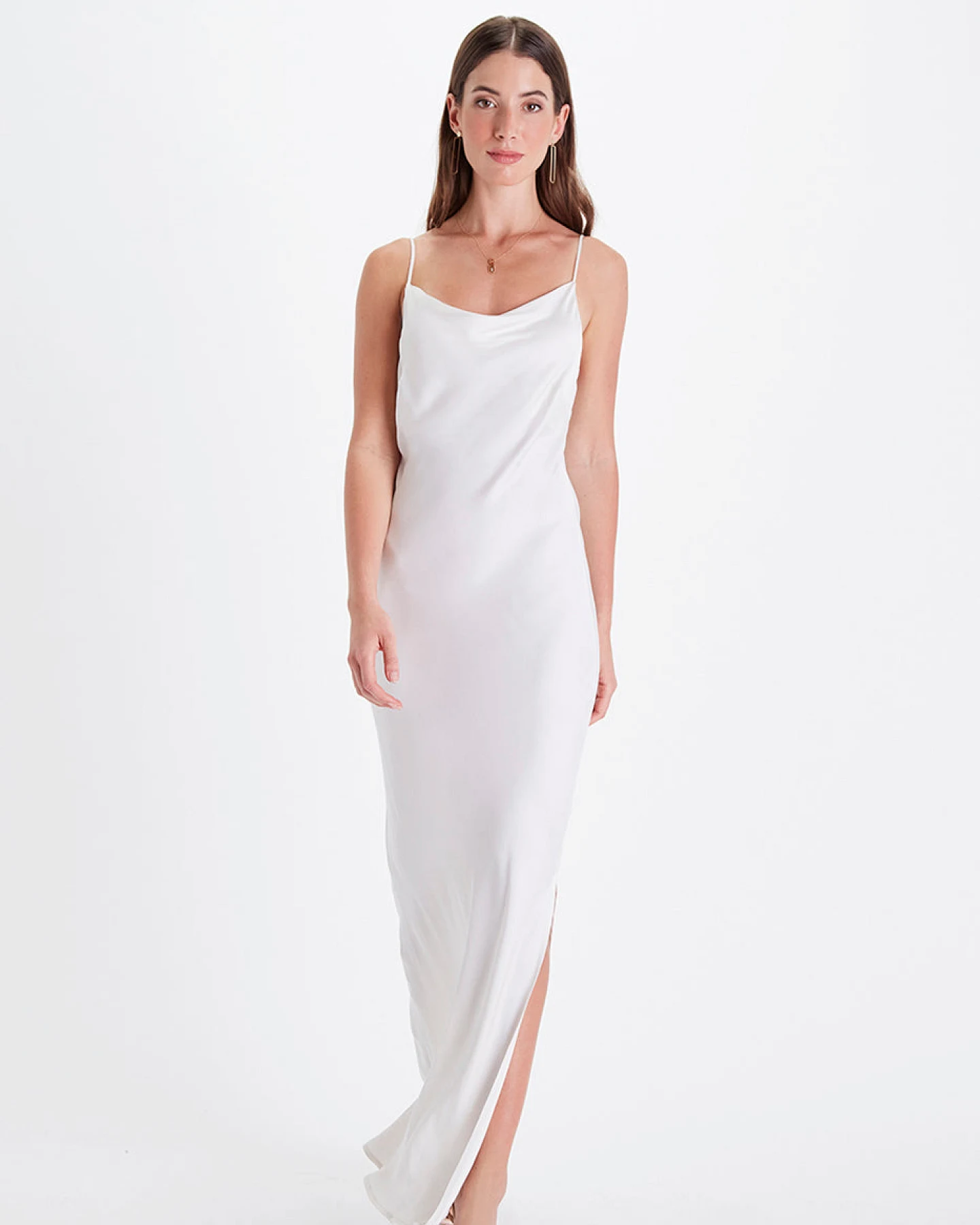 Neu Nomads Damen vegan Abendkleid Cowl Neck Schneeweiß – Ansicht 2