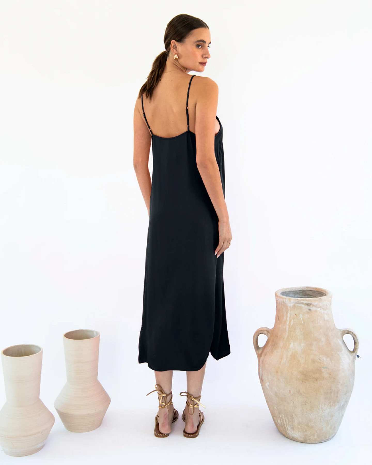 Neu Nomads Damen vegan Kleid Slip Gitta Schwarz – Ansicht 2