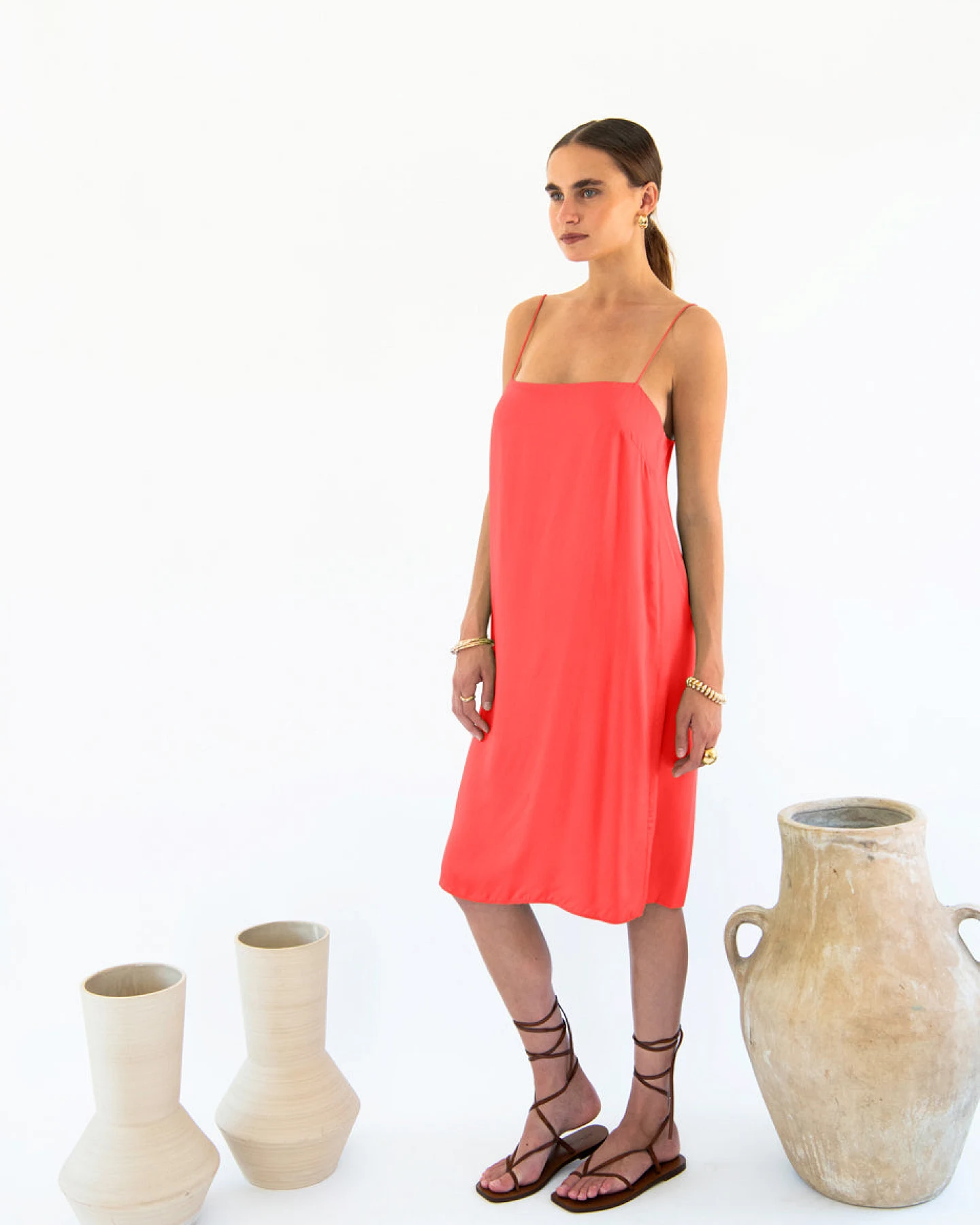 Neu Nomads Damen vegan Slip Dress Julianne Boxy Koralle – Ansicht 2