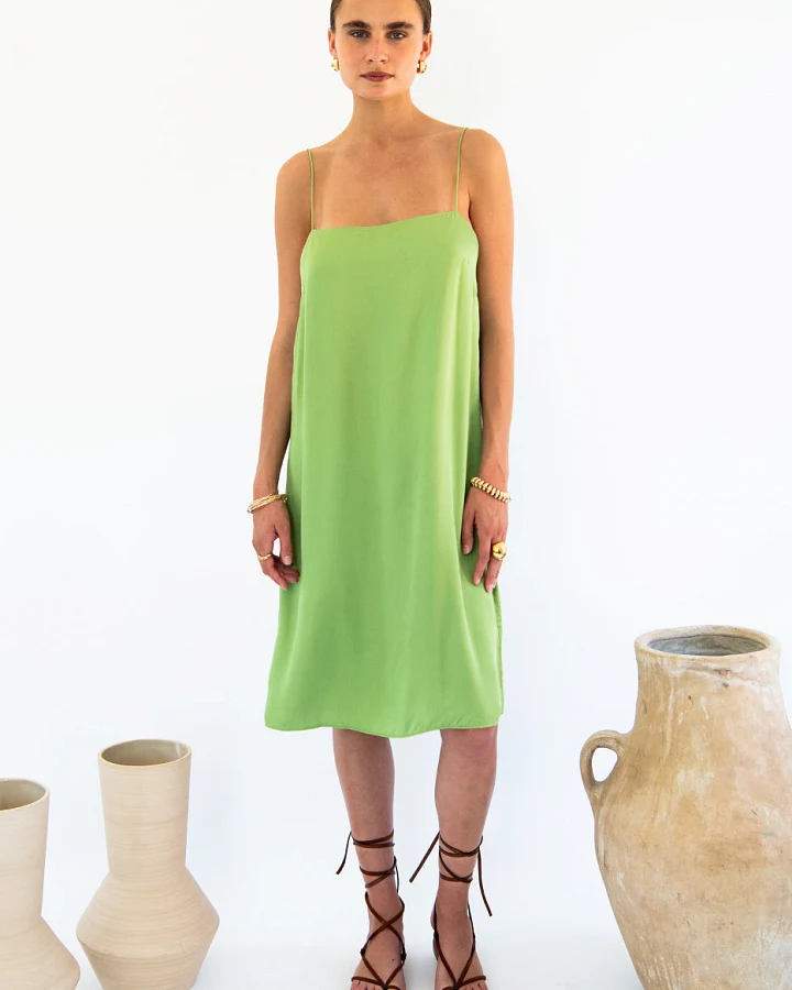 Neu Nomads Damen vegan Slip Dress Julianne Boxy Emerald