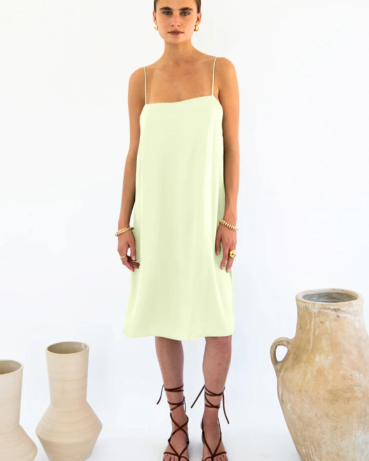 Neu Nomads Damen vegan Slip Dress Julianne Boxy Zitronengelb