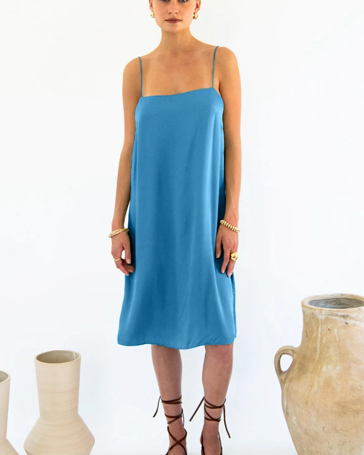Neu Nomads Damen vegan Slip Dress Julianne Boxy Ocean