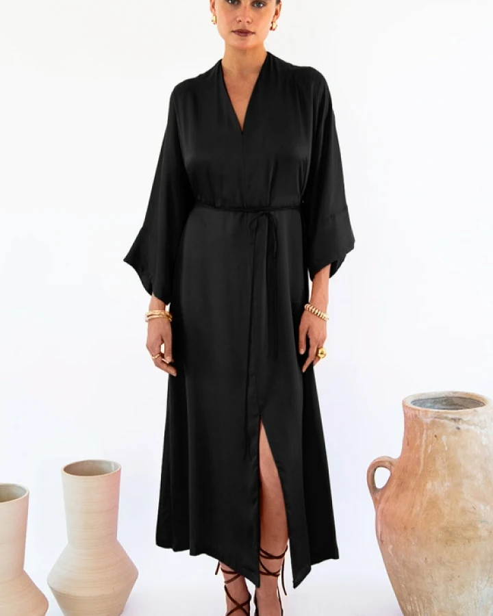 Neu Nomads Damen vegan Kleid Carmen Schwarz