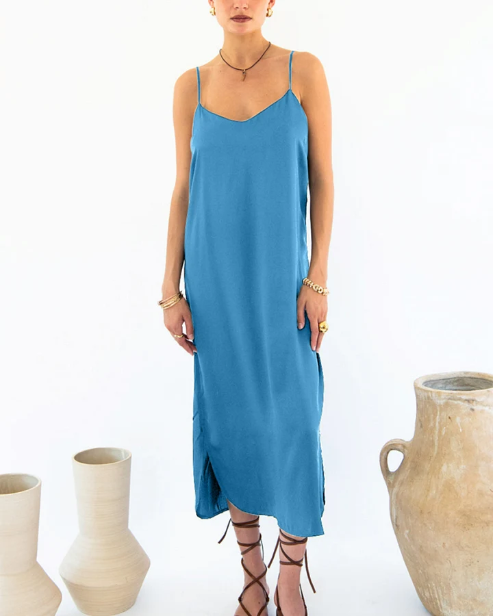 Neu Nomads Damen vegan Kleid Slip Easy Ocean Blue
