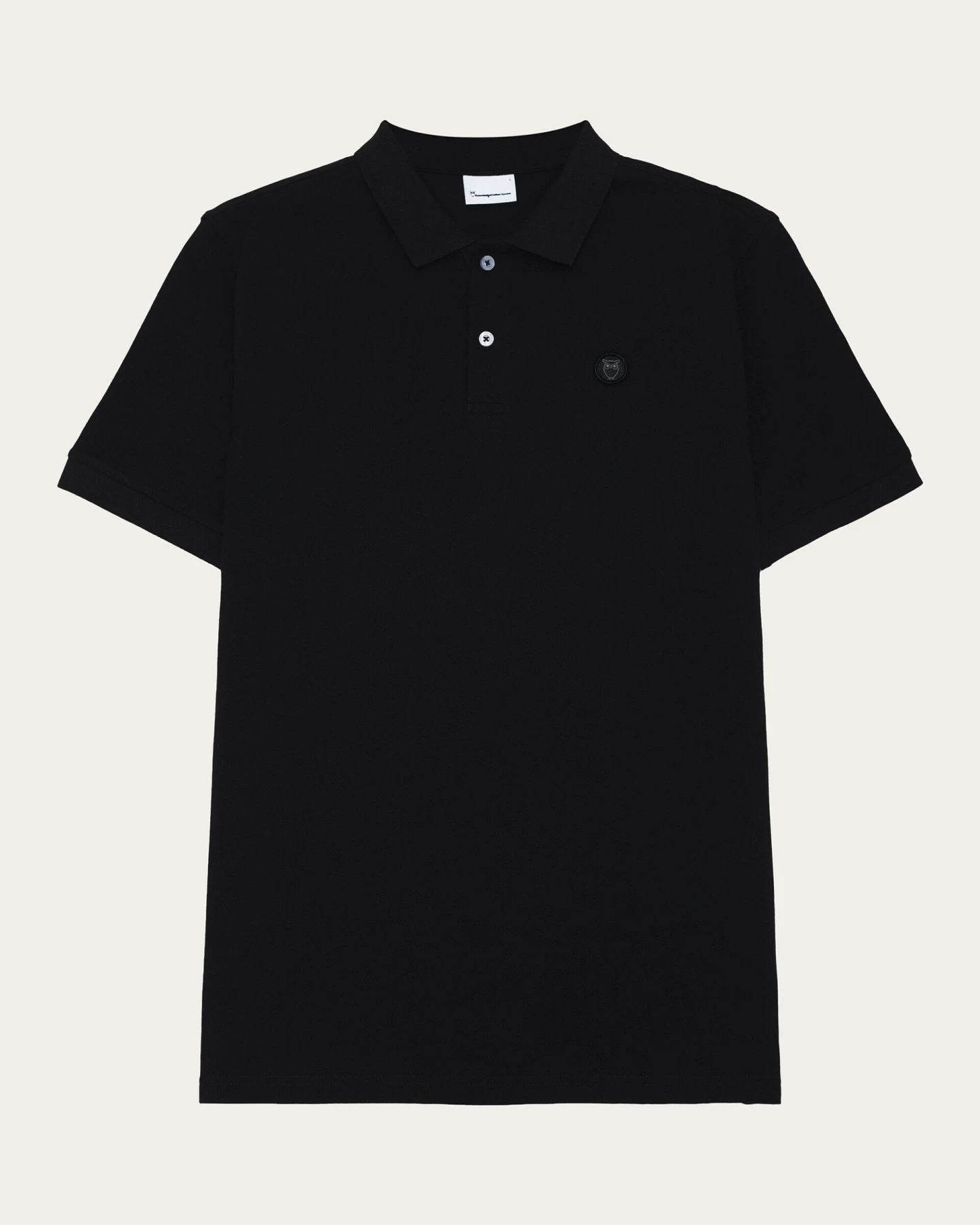 KnowledgeCotton Apparel Herren vegan Polohemd Basic Badge Black Jet – Ansicht 2