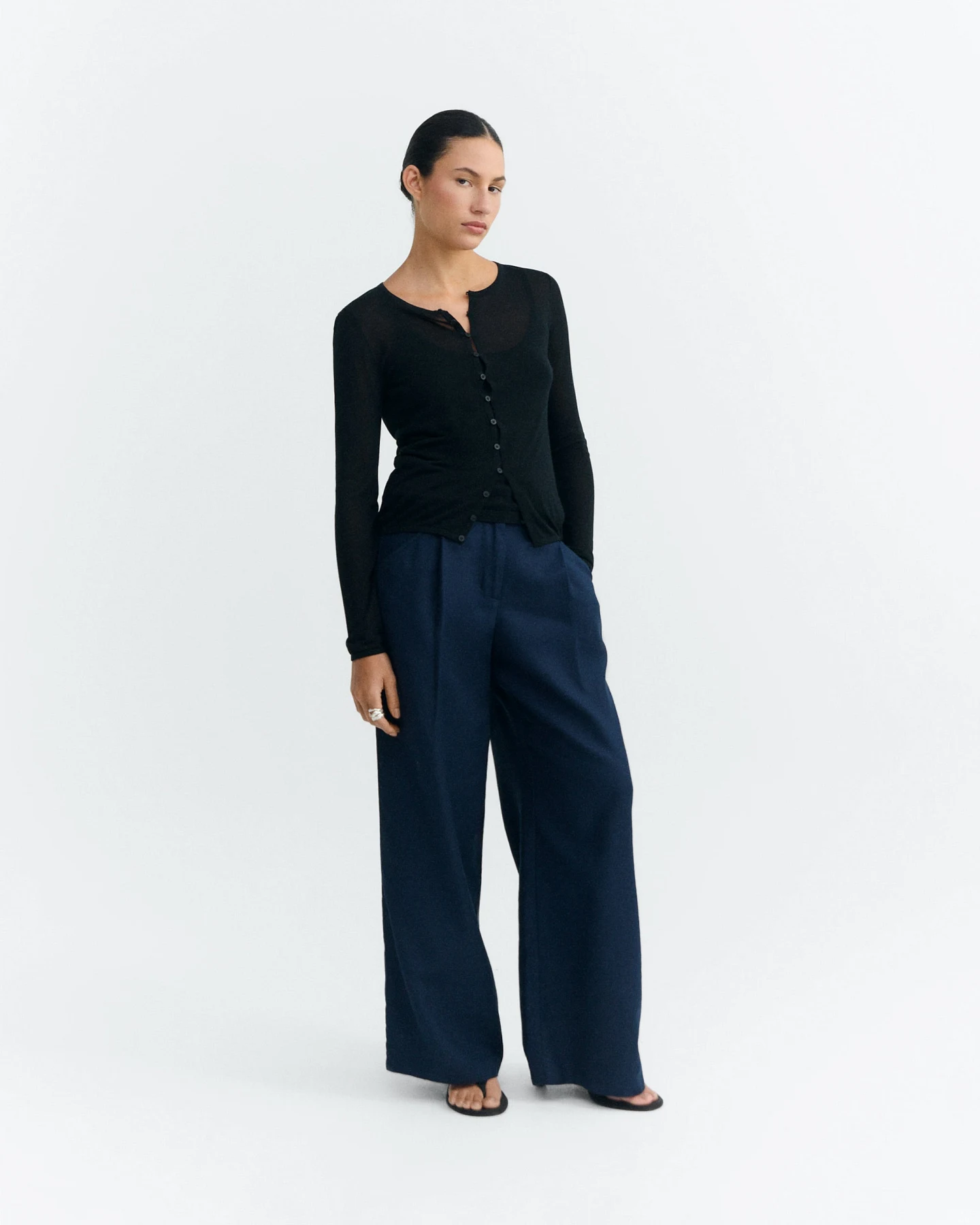 Thinking MU Damen vegan Hose Molly Weites Bein Blau – Ansicht 2