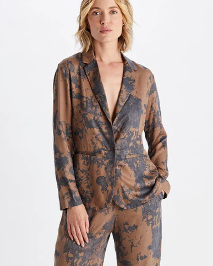 Neu Nomads Damen vegan Jacke Karlie Marmor Print Braun/Schwarz