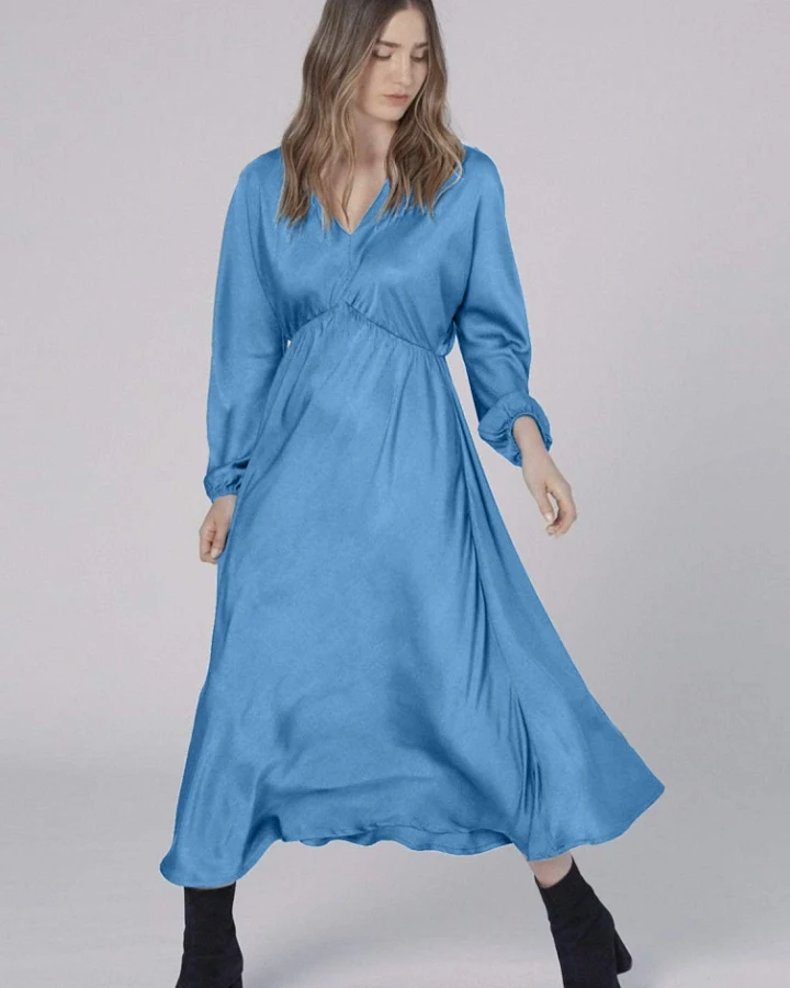Neu Nomads Damen vegan Kleid Helena Azurblau